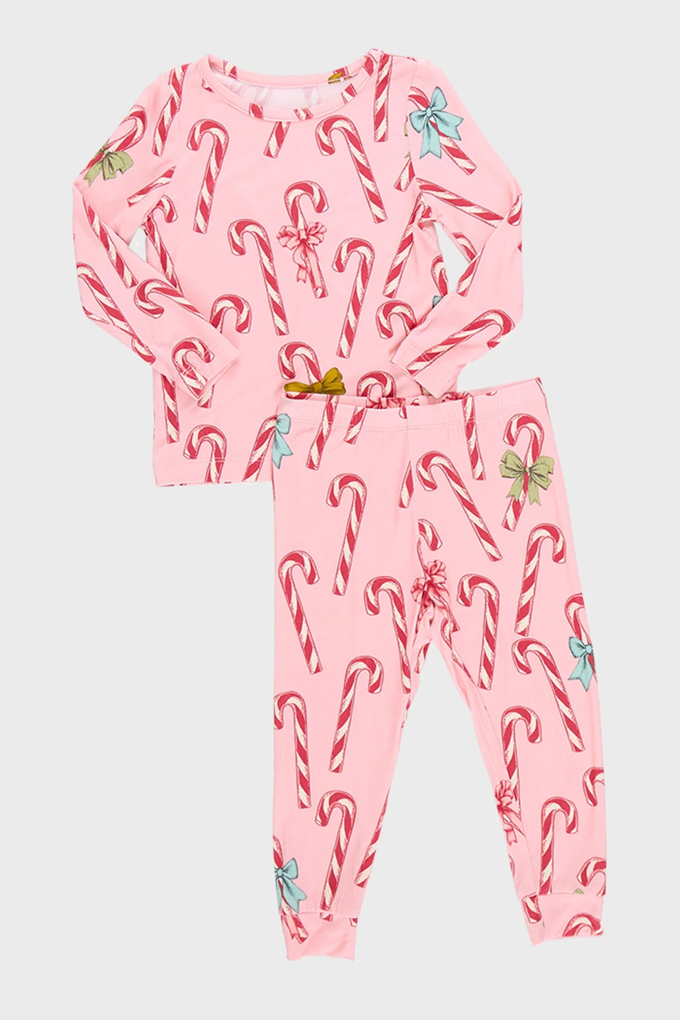 Pink Chicken - Kids Bamboo PJ Set - Pink Candy Cane Lane