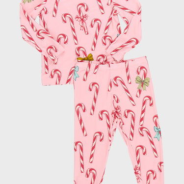 Pink Chicken - Kids Bamboo PJ Set - Pink Candy Cane Lane