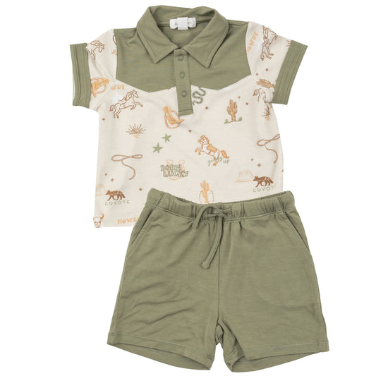 Angel Dear - Cowboy Polo & Short Set - Wild Wild West