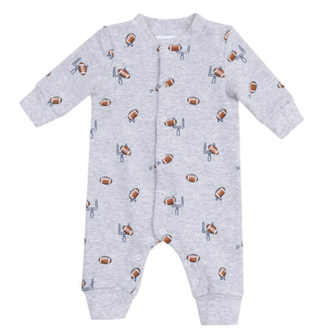 Angel Dear - Baseball Collar Romper with Front Pocket - French Terry Sport - Football Field Goal
