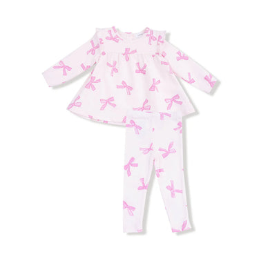 Angel Dear - Ruffle Top and Ribbed Leggings - French Terry - Pretty Bows