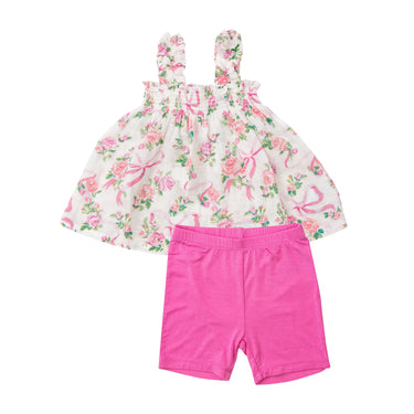 Angel Dear - Ruffly Strap Top and Biker Shorts - Coquette Bows