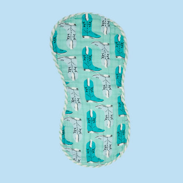 Poppy Kids - Green Boots Muslin Burp Cloth