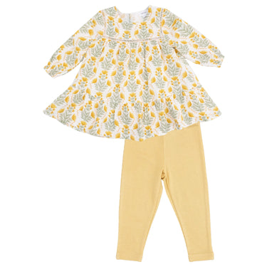 Angel Dear - Ladder Trim Dress and Ribbed Leggings - Winter Dandelion