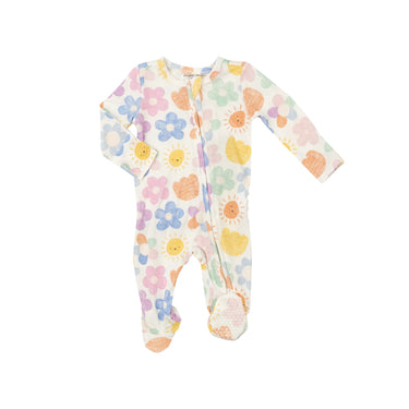 Angel Dear - 2 Way Ruffle Back Zipper Footie - Happy Suns