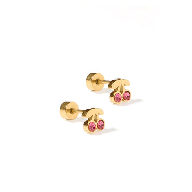 Linny Co - Pink Cherry Screwback Stud Earrings