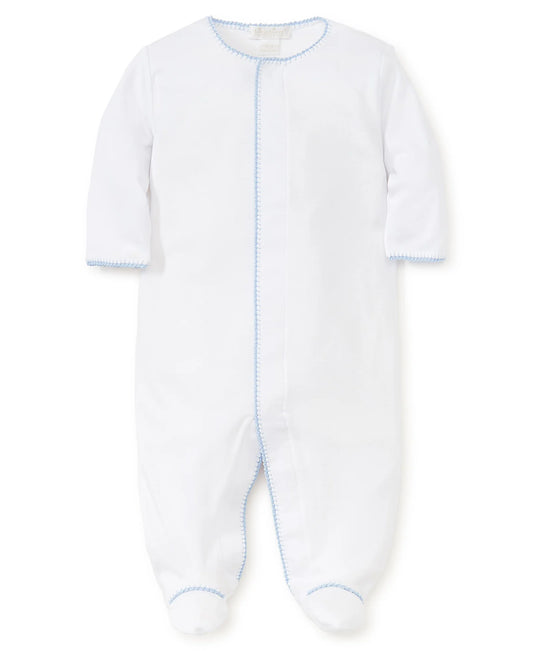 Kissy Kissy - New Premier Basics Footie - White/Lt Blue