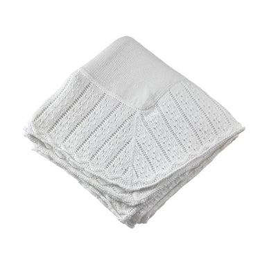 A Soft Idea - Cotton Jersey Blanket With Knitted Color Tipped Pointelle - White/White