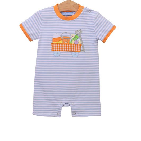 Trotter Street - Halloween Wagon Romper - Blue