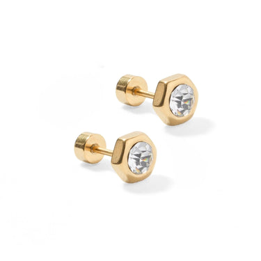 Linny Co - Addison Clear Gold Screwback Stud Earrings