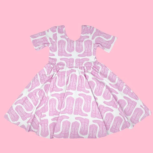 Poppy Kids - Pink Boots Twirl Dress