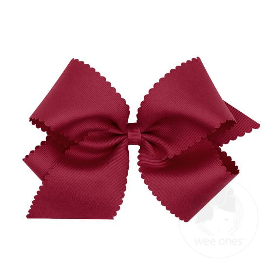 Wee Ones - King Scalloped Edge Grosgrain  Bow - Cranberry