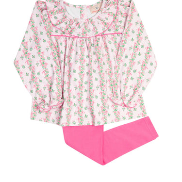 Smockingbird - Ornament Ruffle Collar Knit Legging Set