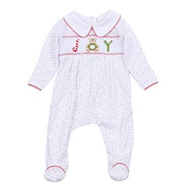 Magnolia Baby - Christmas Joy Classics Smocked Collared Boy Footie