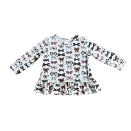 Baby Sprouts - Long Sleeve Peplum Top - Bows