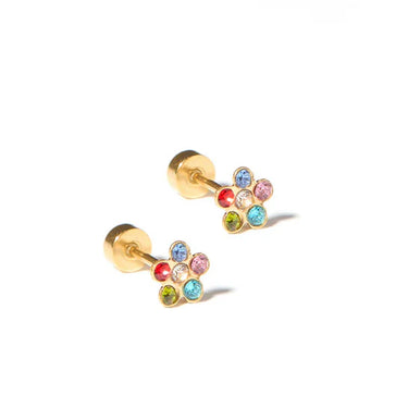 Linny Co - Lyla Flower Multi Color Screwback Stud Earrings