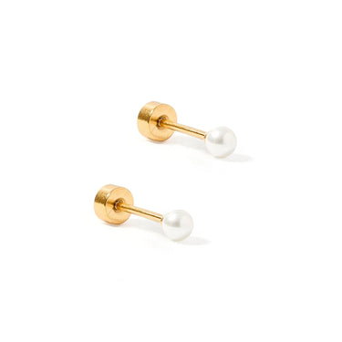 Linny Co - Payton Pearl White 3mm Screwback Stud Earrings