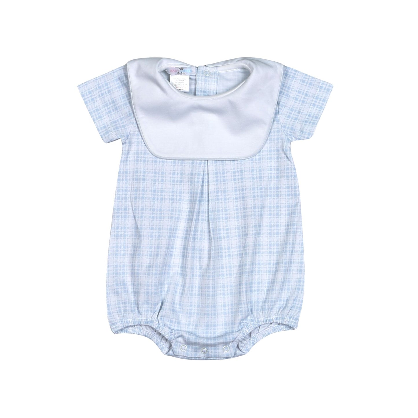 Baby Loren - Casey Blue Plaids Pima BIb Bubble