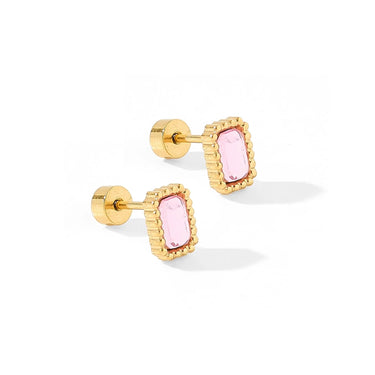 Linny Co- Madison Pink Screwback Stud Earrings