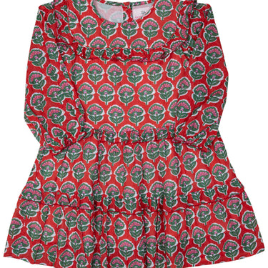 Smockingbird - Christmas Floral with Gold Lurex Dress