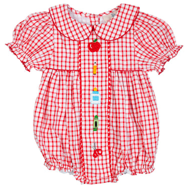 Smockingbird - School Supplies Red Windowpane Bubble
