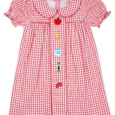Smockingbird - School Supplies Red Windowpane Dress