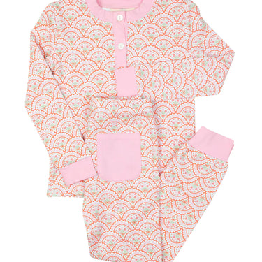 Smockingbird - Floral Valentines Scallop Print Pajama Set