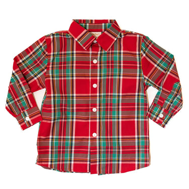 Boots and Bows - Boys Christmas Plaid Button-Up Shirt