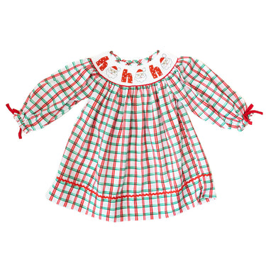 Boots and Bows - Girls Smocked Santa Ho Ho Ho Dress