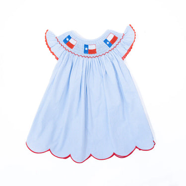 Boots & Bows Smocking Co - Girls Texas Flag Dress