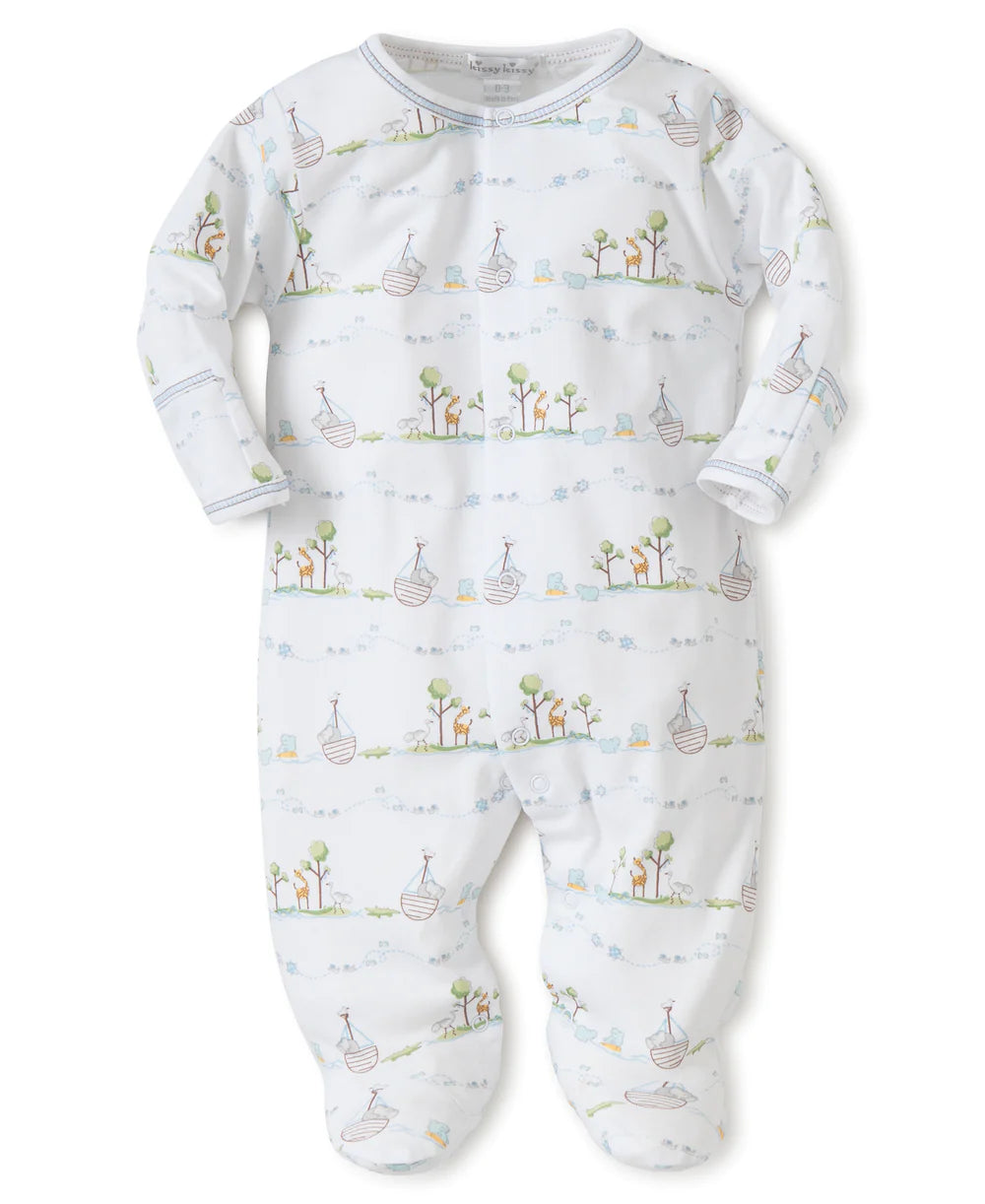 Kissy Kissy - Noah's Print Footie - Light Blue