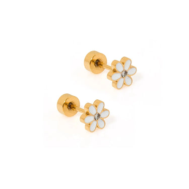 Linny Co - Alli White Screwback Stud Earrings