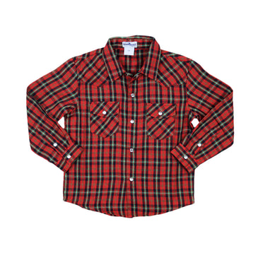 Blue Quail - Holiday Plaid Pearl Snap Long Sleeve Flannel Shirt