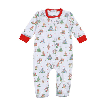 Baby Loren - Jingle Bear Joy Pima Zipper Footie