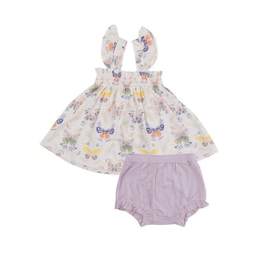Angel Dear -Ruffle Strap Smocked Top and Diaper Cover - Botany Butterflies