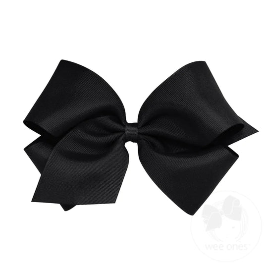 Wee Ones - King Classic Grosgrain Girls Hair Bow (Plain Wrap) - Black