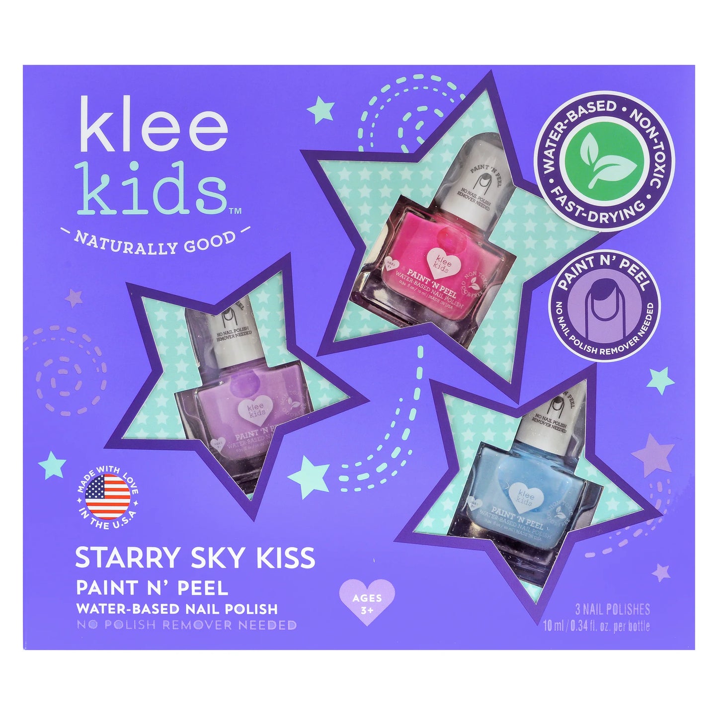 Klee Kids Nail Polish - 3 Piece Set - Starry Sky Kiss