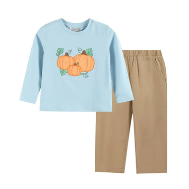 Lil Cactus - Blue Pumpkin Shirt and Brown Pants Set