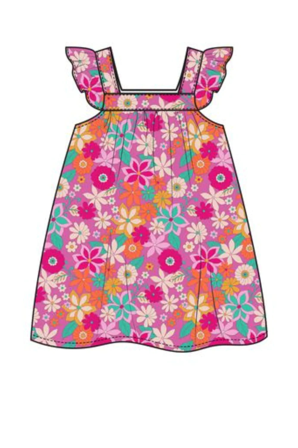 Angel Dear - Sundress & Diaper Cover - Tropical Retro Floral