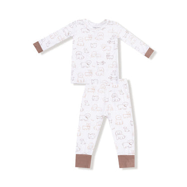 Angel Dear - L/S Loungewear Set - Neutral Pups