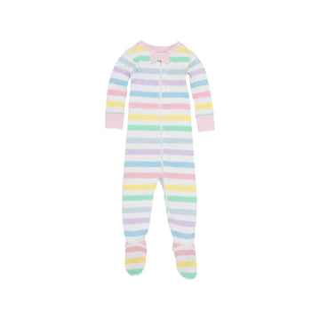 The Beaufort Bonnet Co - Noelle's Night Night Footed - Wellington Wiggle Stripe/Palm Beach Pink