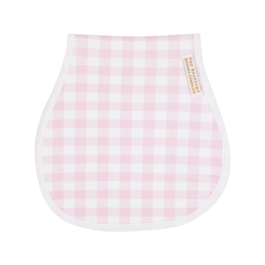 The Beaufort Bonnet - Oopsie Daisy Burp Cloth Palm Beach Pink Gingham With Worth Avenue White