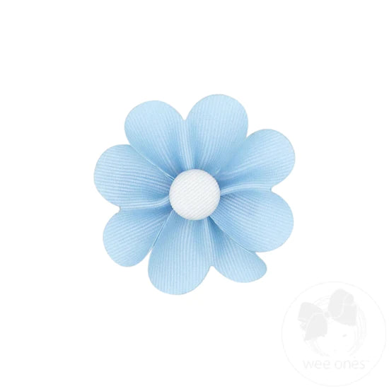 Wee Ones - Grosgrain Petal Flower Hair Clip with Button Center