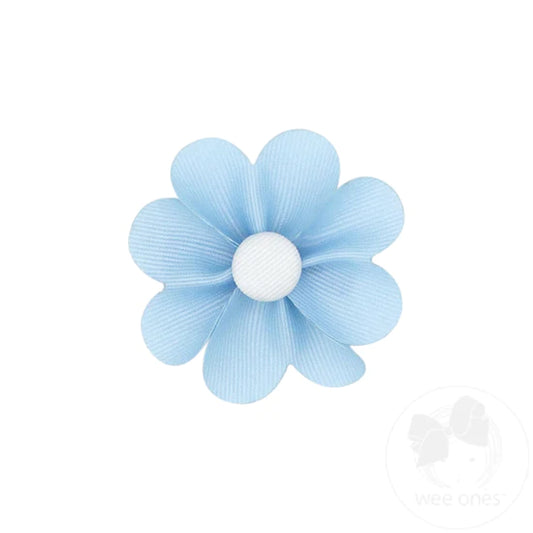 Wee Ones - Grosgrain Petal Flower Hair Clip with Button Center