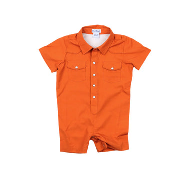 Blue Quail - Gameday Burnt Orange Pearl Snap Romper