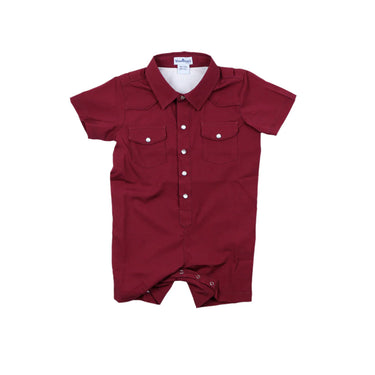 Blue Quail - Gameday Maroon Pearl Snap Romper