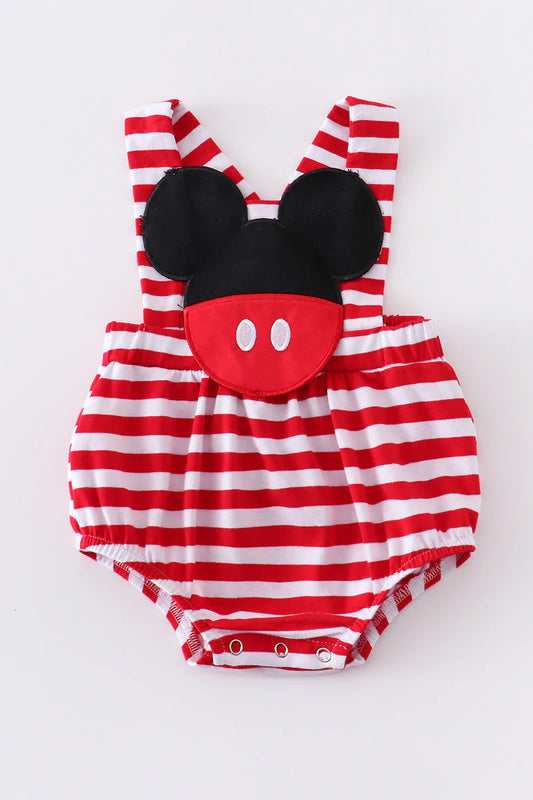 Honeydew - Red Stripe Mouse Applique Boy Romper