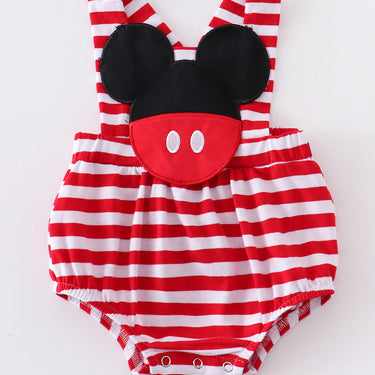 Honeydew - Red Stripe Mouse Applique Boy Romper
