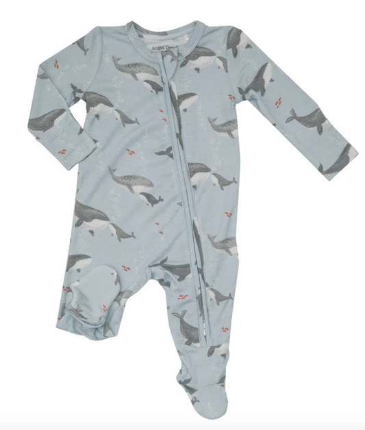 Angel Dear - 2-Way Zipper Footie - Grey Whales