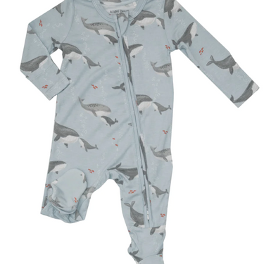 Angel Dear - 2-Way Zipper Footie - Grey Whales